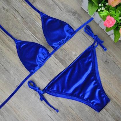 Sexy Velvet Pure Color Simple Three-point Swimsuit..