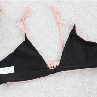 Sexy Upper Pink Bottom Black Mesh Hollow Two Piece..