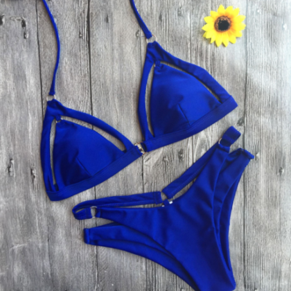Sapphire Blue Show Body Halter Bikini Bottom Side..