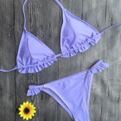 The Sexy Halter Back Knot Pure Light Purple..