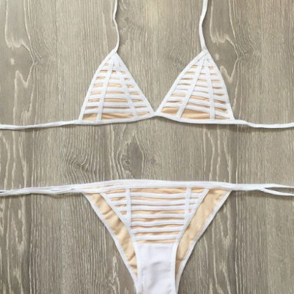 Sexy Stripe Two Piece Bikini Swimwear Bathsuit..
