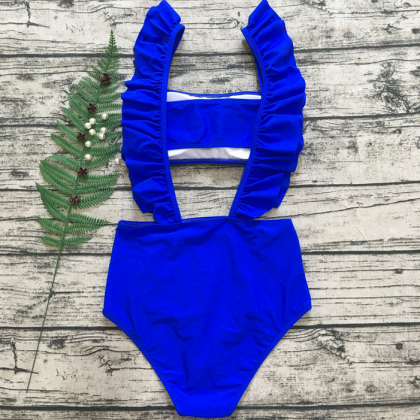 One-piece Bikini Solid Color Breast Wipe Swimsuit..