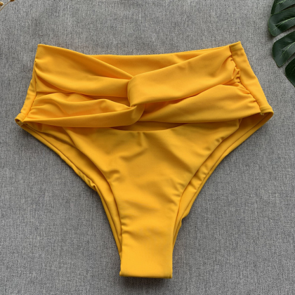 Single-color Bikini High-waisted Swimsuit..