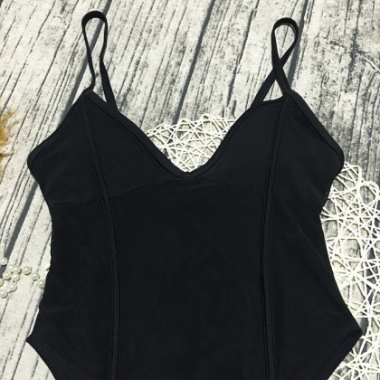 Style One-piece Bikini Black Mesh Swimsuit..