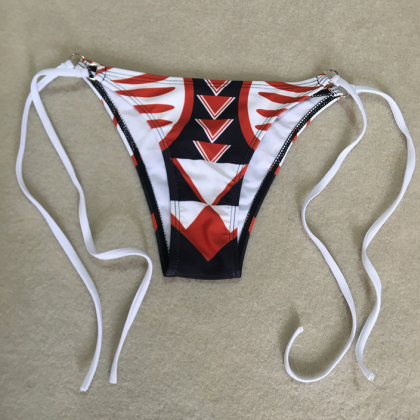 Style Geometric Print Bikini Strap Swimsuit Sexy..