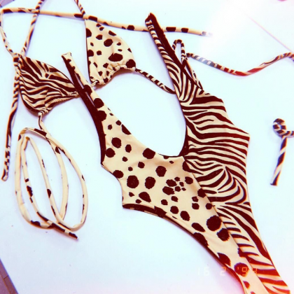 Leopard Print One Piece Swimsuit Swimwear