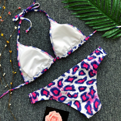 Pop Lady Sexy Purple Leopard Print Bikini