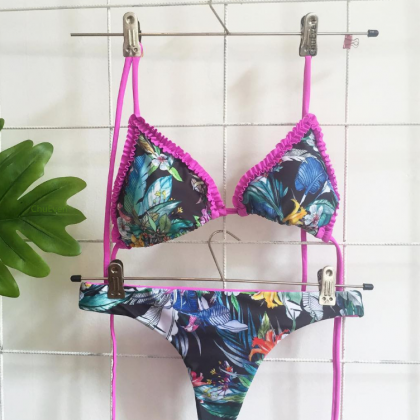 Pop Sexy Print Girl Two-piece Swimsuit