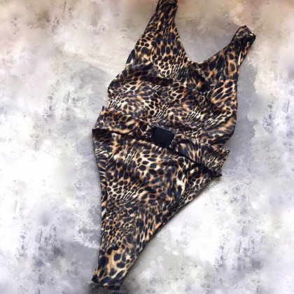 Pop Couture Leopard Pattern Plug Swimsuit Sexy..
