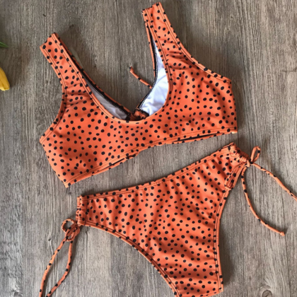 Small Polka Dots Two Pieces Bikini Set