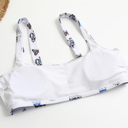 3-piece Bikini Printed Screen Swimsuit