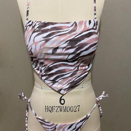 Printed Sexy Low Waist Strap Swimsuit
