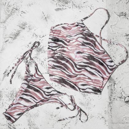 Printed Sexy Low Waist Strap Swimsuit