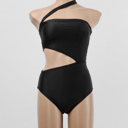 Sexy Open Back One Shoulder Slim One Piece..
