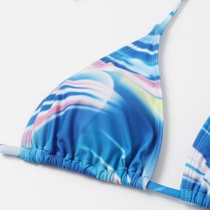 Women's Simple Sexy Blue Print Bikini..