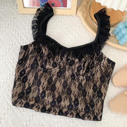 Summer Sweet And Wild Lace Ruffled Slim Slimming..