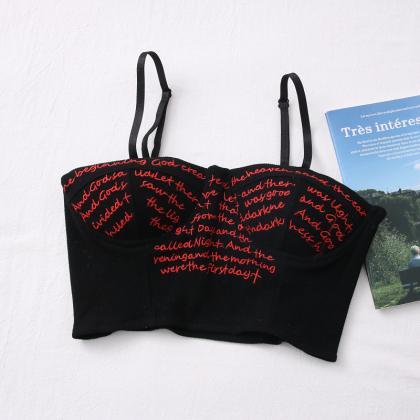 Fashion All-match Embroidered Letter Camisole..