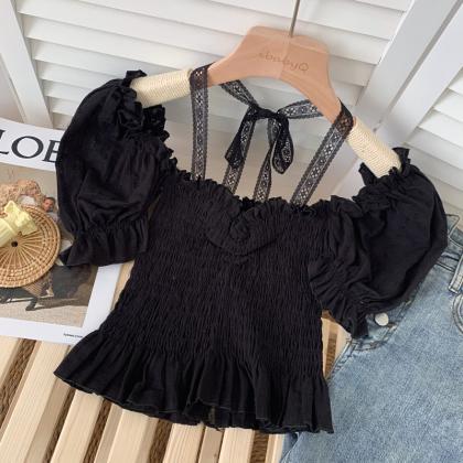 Summer Style All-match Lace Straps Folds Slim..