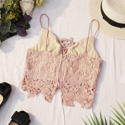 Women's Camisole V-neck Hollow Lace..