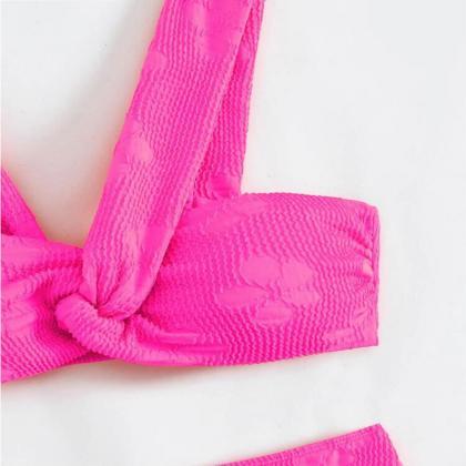 Sexy Pink Wave Cloth Vintage Bikini Swimsuit