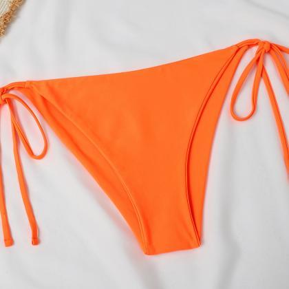 Sexy Split Solid Color Swimsuit Backless Bikini