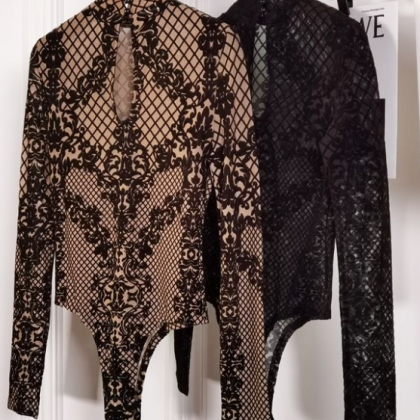 New inner-laid mesh lace shirt with..