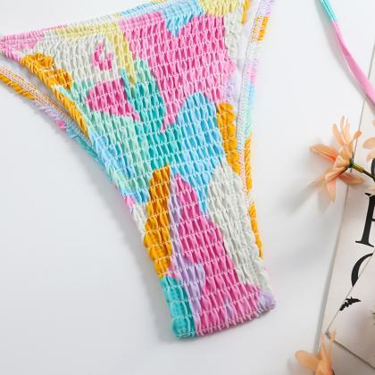 Splitting Printed Stretch Knit Swimsuit