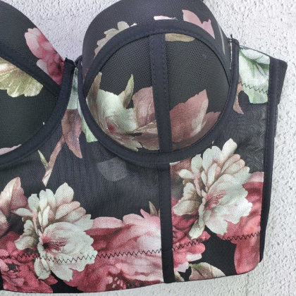 Mesh Flower Small Suspender Tank Top With..
