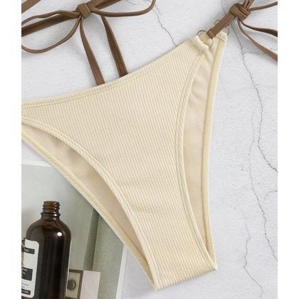Sexy Solid Color Triangular Neck Strap With High..