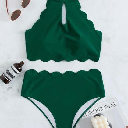 Split Swimsuit Solid Color Swimsuit Bikini..