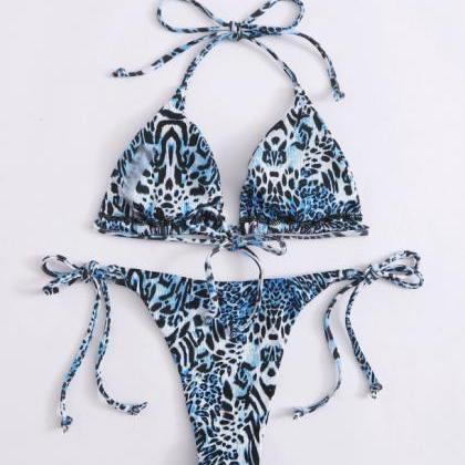 Split Bikini Triangle Lace Bikini Sexy Leopard..