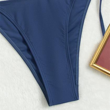 Split Printed Swimsuit With A Bra And Bikini