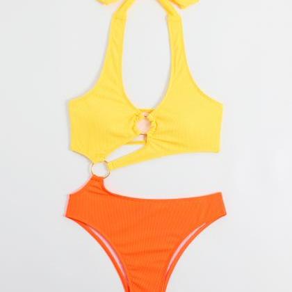 Women's Swimsuit Yellow Orange Color..