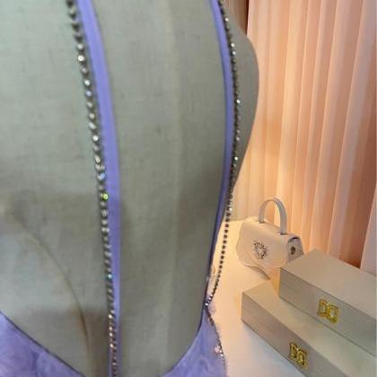 Purple 3d Rose Diamond Chain Hanging Neck..