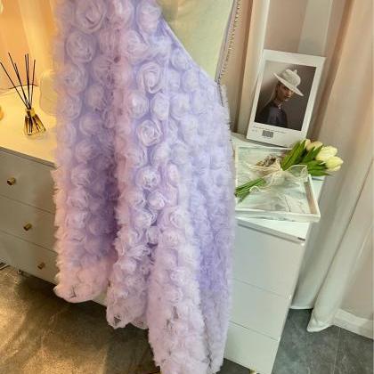 Purple 3d Rose Diamond Chain Hanging Neck..