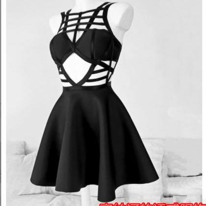 Dress Flared Lace Up One Piece Special Style Fun..