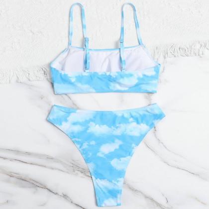 Fresh Blue Sky Two Piece Swimwear Bathsuit Bikinis