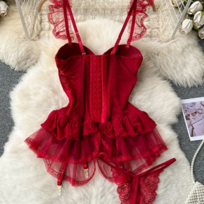 Retro Sexy Suspender Dress for Women Lace Color Block Dress main image 1