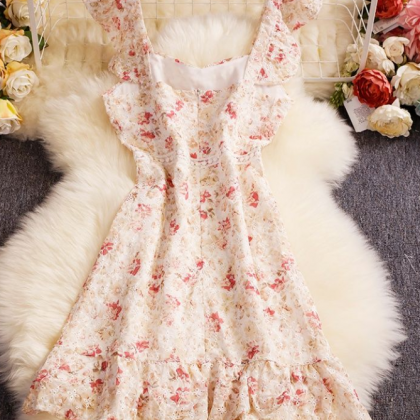 Vintage Lace Lace Embroidery Floral Dress Son..