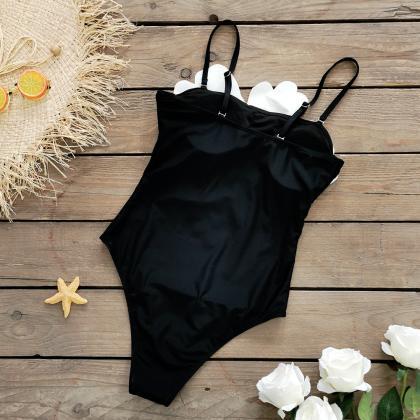 Solid Color Halter One-piece Swimsuit