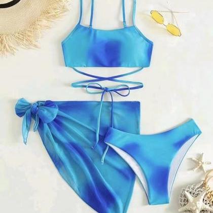 Sexy Two-piece Swimsuit Tie-dye Three-piece Print