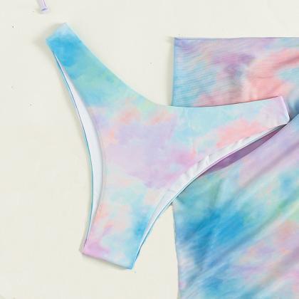 Tie-dye Printed Two-piece Swimsuit..
