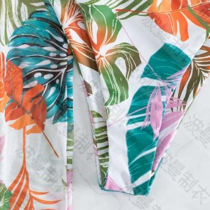 Tie-dye Printed Split Bikini Three-piece Beach..