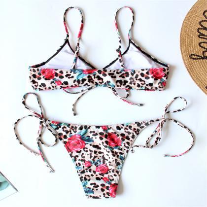 Printed Leopard Print Bikini Swimsuit