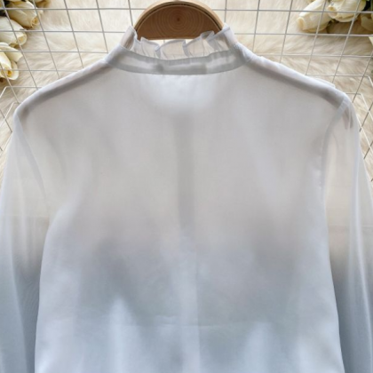 Long Sleeve Organza Shirt Women's..