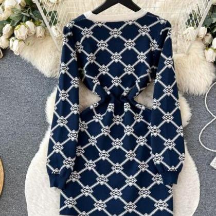 Knitted Dress For Women In Autumn And Winter, With..