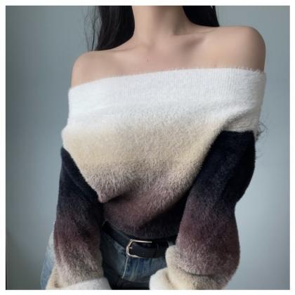 Autumn Pullover Shoulder Loose Comfortable Fluffy..