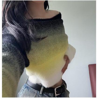 Autumn Pullover Shoulder Loose Comfortable Fluffy..