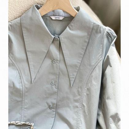 Pointy Collar Shirt Women Spring And Autumn..