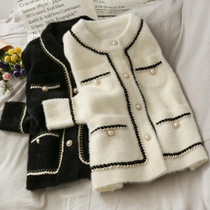 Imitation Mink Velvet Loose Sweater Cardigan Coat..